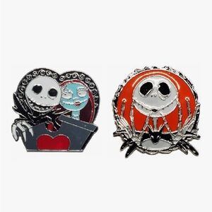 NWT Disney Nightmare Before Christmas Jack Skellington Sally Enamel Badge Pins 2